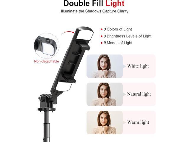 Selfie Stick Phone Tripod with Remote and LED Fill Lights - ASHINER 70 inch Heigh Cell Phone Holder for Travel, Vlogging, Live Streaming Video and...
