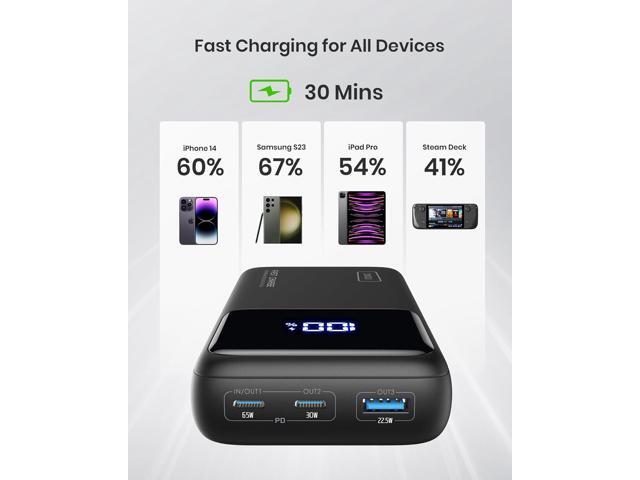 INIU Power Bank, 25000mAh 65W USB C Laptop Portable Charger, PD QC Fast Charging 3-Output External Battery Pack for Laptop MacBook Dell XPS iPad...