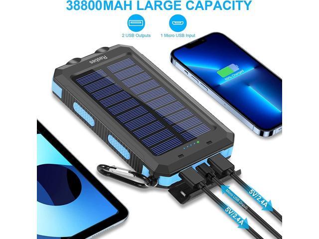 Solar Charger, 38800mAh Portable Solar Power Bank IPX5 Waterproof with Built-in Solar Panel Charger and LED Flashlight, Solar Phone Charger Battery...