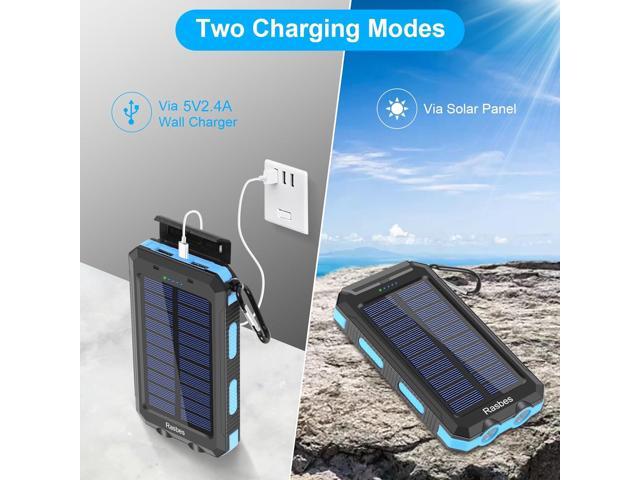 Solar Charger, 38800mAh Portable Solar Power Bank IPX5 Waterproof with Built-in Solar Panel Charger and LED Flashlight, Solar Phone Charger Battery...