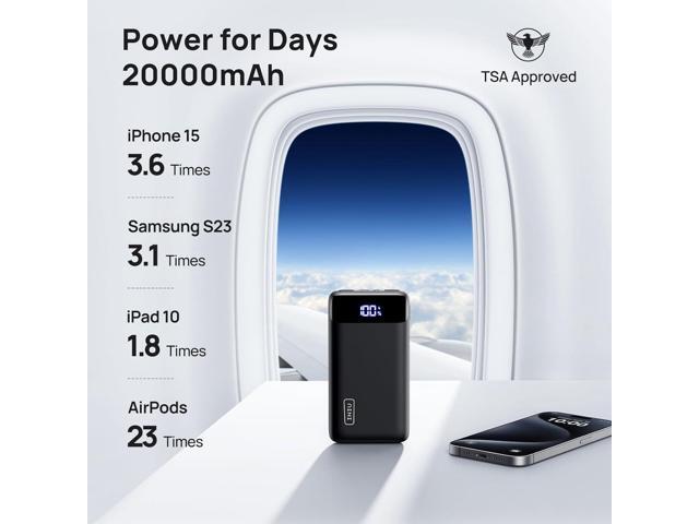 INIU Portable Charger, 22.5W 20000mAh USB C in & Out Power Bank Fast Charging, PD 3.0+QC 4.0 LED Display Phone Battery Pack Compatible with iPhone...