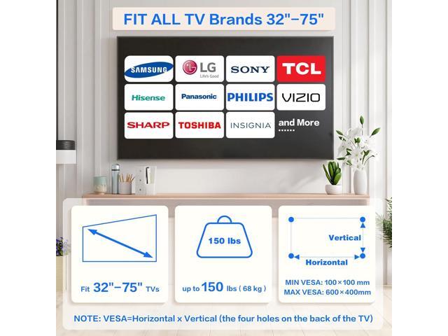 No Stud TV Wall Mount, Studless Drywall TV Mount for 32-75 inch, No Drill TVs Mount with Clear Instructions, Studless TVs Wall Mount with Sturdy...