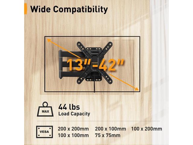 Perlegear Lockable RV TV Mount for 1342 inch TVs up to 44 lbs, Full Motion RV TV Wall Mount with Swivel, Tilt, Pull Cord Lock, RV TV Mount for...