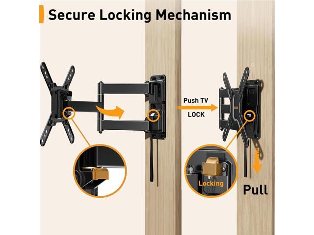 Perlegear Lockable RV TV Mount for 1342 inch TVs up to 44 lbs, Full Motion RV TV Wall Mount with Swivel, Tilt, Pull Cord Lock, RV TV Mount for...