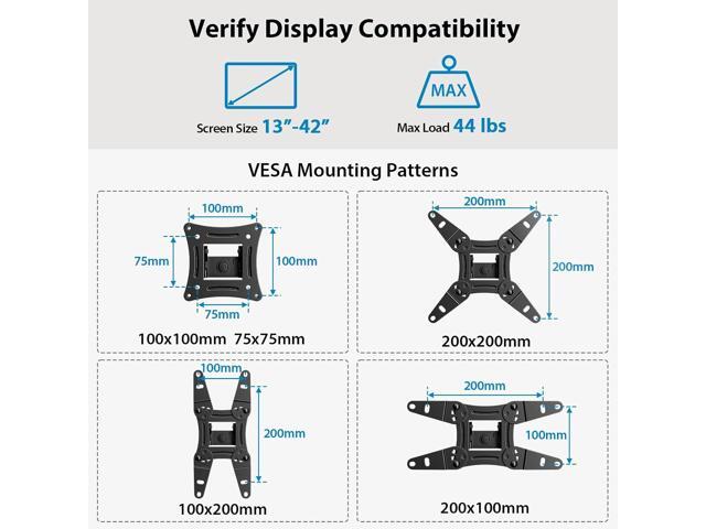 Full Motion TV Monitor Wall Mount Bracket Articulating Arms Swivel Tilt Extension Rotation for Most 13-42 Inch LED LCD Flat Curved Screen TVs &...