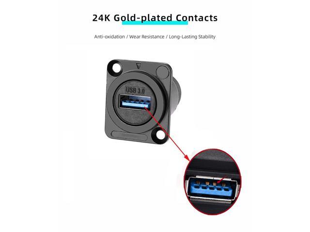 5PCS USB3.0 D Series Panel-Mount Connector,Waterproof USB Port Socket 86 Panel Mount Square Female to Female Converter Data Transfer Interface...