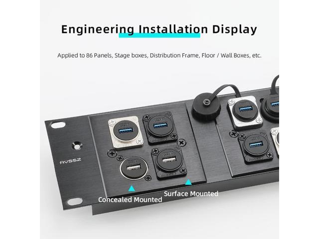 5PCS USB3.0 D Series Panel-Mount Connector,Waterproof USB Port Socket 86 Panel Mount Square Female to Female Converter Data Transfer Interface...
