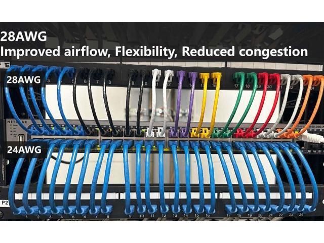 InstallerParts Ethernet Cable CAT6A Slim Cable UTP Booted 3 FT (10 Pack) - Blue - Professional Series - 10Gigabit/Sec Network/High Speed Internet...