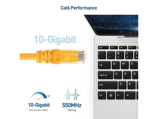 Cable Matters 10Gbps 5-Pack Snagless Short Cat 6 Ethernet Cable 3 ft (Cat 6 Cable, Cat6 Cable, Internet Cable, Network Cable) in Yellow