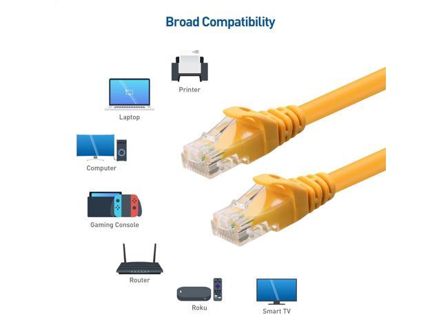 Cable Matters 10Gbps 5-Pack Snagless Short Cat 6 Ethernet Cable 3 ft (Cat 6 Cable, Cat6 Cable, Internet Cable, Network Cable) in Yellow