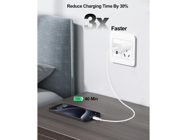 20W USB C Fast Charger for iPhone 15/15 Pro Max, iPad Pro 12.9/11 inch, iPad Air 5/4th, iPad 10th Gen, iPad Mini, with 6.6ft USB C to C Charging Cable