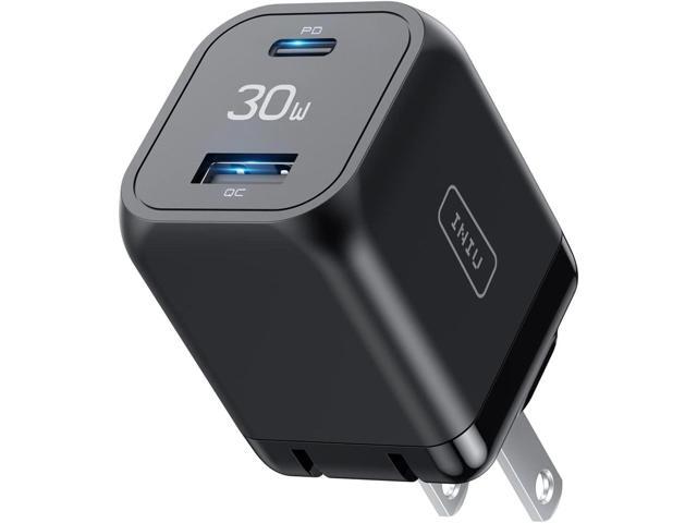 INIU USB C Charger, 30W PD QC 3.0 Dual Port Type C Fast Charging Compact Charger Block with Foldable Plug for iPhone 16 15 Pro Max Samsung S24 S23...