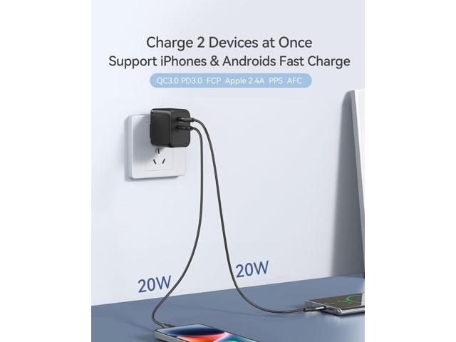 K & ZZ USB C Charger 45W Super Fast Charger Dual Type C Wall Charger Block Foldable PD USB-C GaN Chargers for iPhone 15/ 15Pro, Galaxy S23 Ultra/...