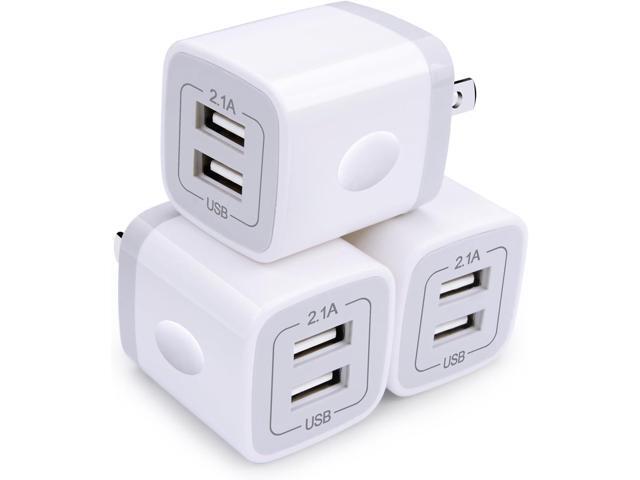 Wall Charger, USB Brick 3Pack 2.1A/5V Dual Port USB Plug Charger Cube Power Adapter Fast Charging Block for iPhone 15 14 13 12 X 8 7 6 Plus...