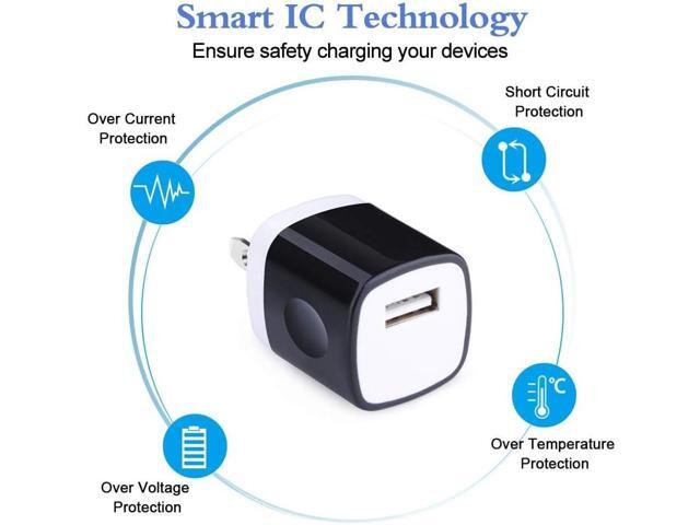 Wall Charger Cube, USB Plugs 10Pack, HOOTEK 1A/5V Single Port USB Charger Wall Plug Fast Charging Block Cube Box Adapter for iPhone 16/15/14/13/12...