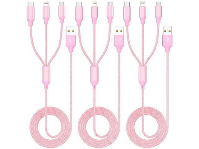 Multiple Charger Cable 3Pack 4FT Multi Charging Cable Rapid Nylon Braided Cord USB Charging Cable 3 in 1 Multi Phone Charger Cord with Type C Micro...