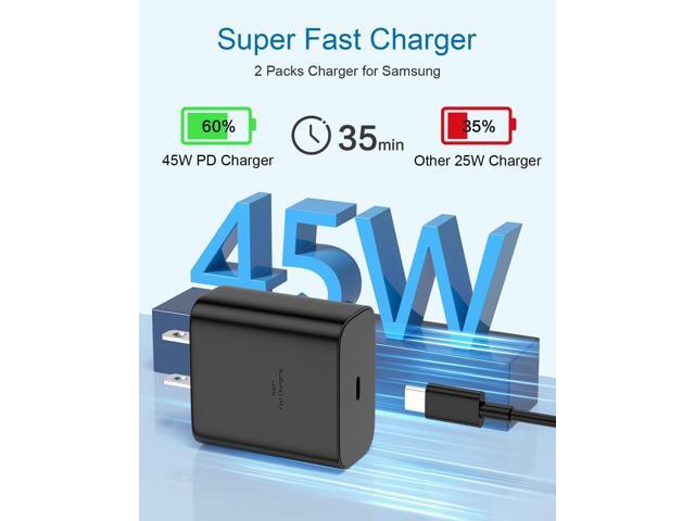 45W Samsung Charger USB-C 2 Pack Fast Charging for Samsung Galaxy S23 Ultra S24 Ultra,S24/S24+/S23/S23+/S22/S21,Z Fold 5/Z Flip 5,Galaxy Tab S8/S7,...