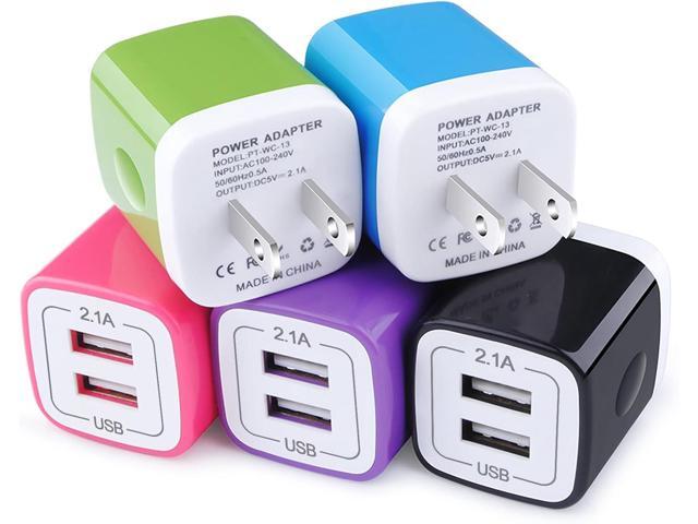 USB Wall Charger,Charging Block,5Pack 2.1A Wall Plug Power Cube Brick Charger Adapter Compatible with iPhone 17 16 15 14 13 12 11 Pro...