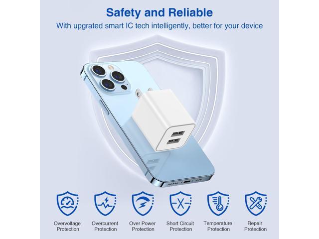 USB Wall Charger and Lightning Cable 10 ft,[Apple MFi Certified] Long iPhone Charger with 10 FT iPhone Cord, 2 Ports Charging Plug Block Box for...