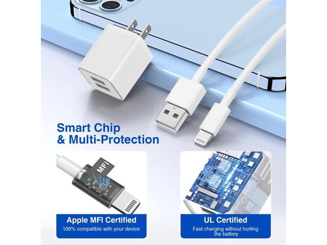 USB Wall Charger and Lightning Cable 10 ft,[Apple MFi Certified] Long iPhone Charger with 10 FT iPhone Cord, 2 Ports Charging Plug Block Box for...