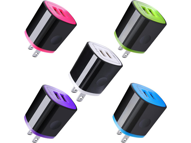 iPhone USB Wall Charger Adapter, Charger Brick, AndHot 5Pack 2.1A Dual Port Fast Charging Block Box Base Wall Plug for iPhone 17 16e 16 15 14 13...