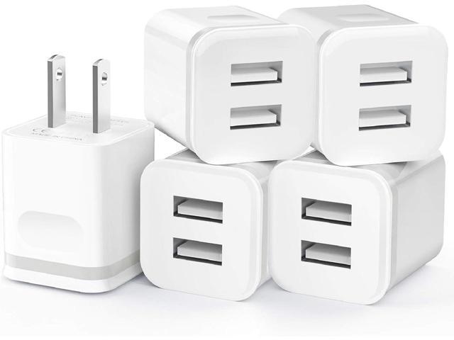 USB Wall Charger, 5-Pack 2.1A/5V Dual Port USB Cube Power Adapter Charger Plug Charging Block Replacement for iPhone Xs/XR/X, 8/7/6 Plus, Samsung,...