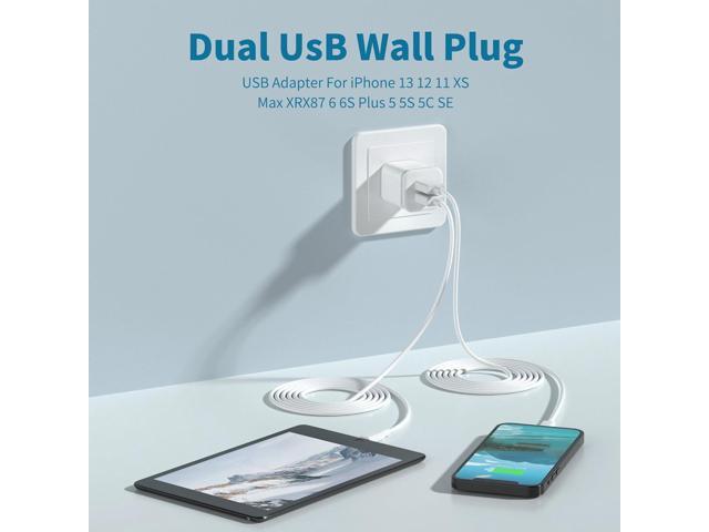 USB Wall Charger, 5-Pack 2.1A/5V Dual Port USB Cube Power Adapter Charger Plug Charging Block Replacement for iPhone Xs/XR/X, 8/7/6 Plus, Samsung,...