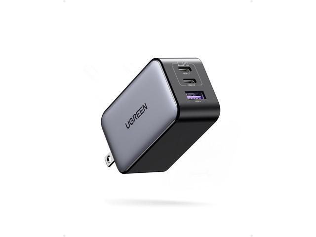UGREEN 65W USB C Charger, Nexode 3 Ports GaN Fast Charger Block, Compact Foldable Charger for /Air, Dell XPS, iPhone 15 Pro Max/14/13, iPad Pro,...