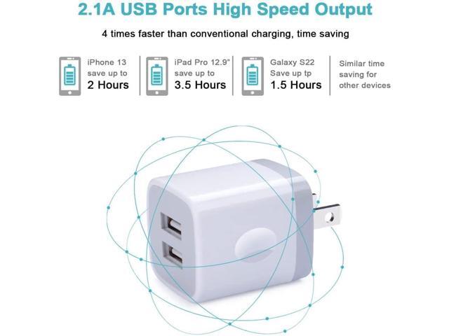 Charger Block, USB Wall Charger, Double USB Fast Charging Cube Block charger Box, 2.1A Phone CHARGER Power Adapter 3Pack for iPhone 16 15 14 13 12...