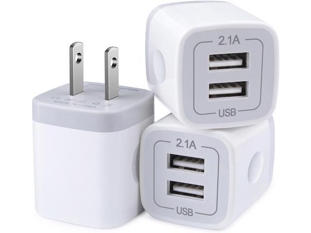 Charger Block, USB Wall Charger, Double USB Fast Charging Cube Block charger Box, 2.1A Phone CHARGER Power Adapter 3Pack for iPhone 16 15 14 13 12...