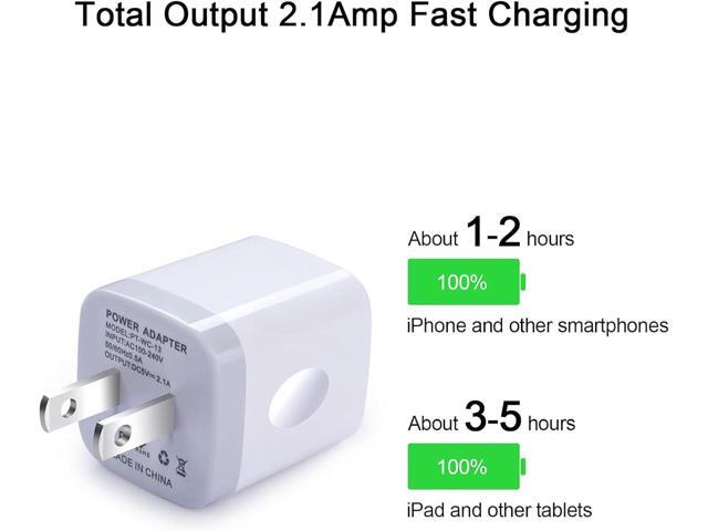 Charger Block, USB Wall Charger, 3Pack Dual Port 2.1Amp Fast Charger Brick Base Adapter Charging Cube Plug Box Compatible iPhone 15 14 13 12 X 6 6S...