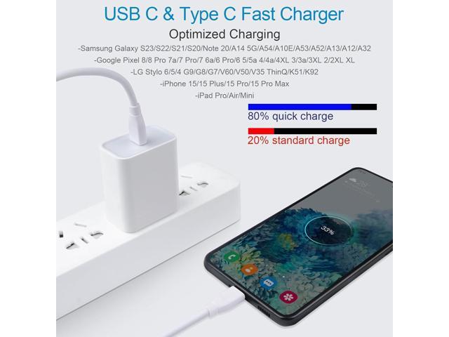 USB C Fast Charger for Google Pixel 8 Pro 7a 7 7 Pro 6 6 Pro 6a 5 4 4a 4XL 3a 3XL 2 XL, Pad Pro, Samsung Galaxy A15 A14 5G A13 A53 S24 S23 S22 S21,...