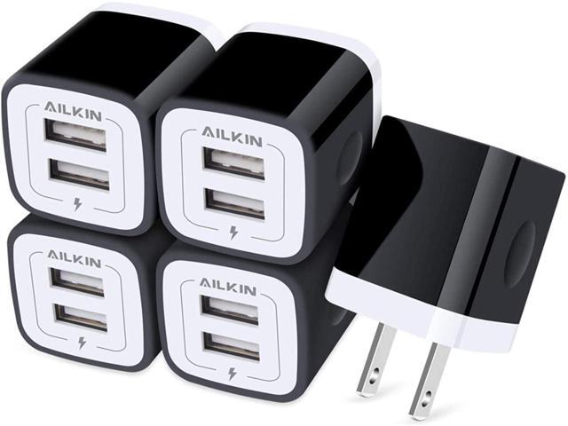 AILKIN USB Wall Plug, [5Pack-2Port] Fast Charging Brick AC Power Charger Adapter Block Cube for iPhone, iPad, Samsung, Google Pixel, LG, Camera...