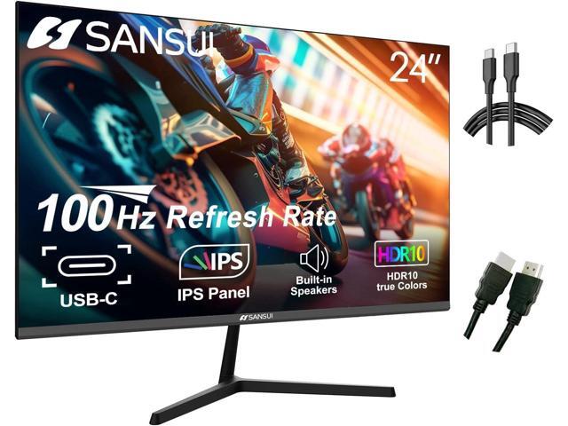 SANSUI Monitor 24 inch 100Hz IPS USB Type-C FHD 1080P Computer Display Built-in Speakers HDMI DP HDR10 Game RTS/FPS Tilt Adjustable for Working and.
