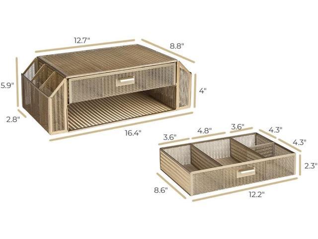 BLU MONACO Gold Monitor Stand with Drawer Computer Monitor Riser with Storage Laptop Stand for Desk with Storage - Laptop Organizer - Desk...