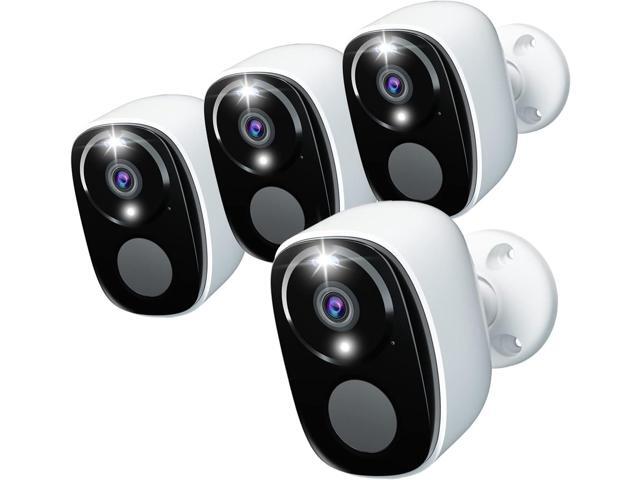 4Pack Security Cameras Wireless Outdoor, 2K Battery Powered WiFi Security Indoor Camera with Spotlight & Siren Alarm, 2-Way Audio, Color Night...