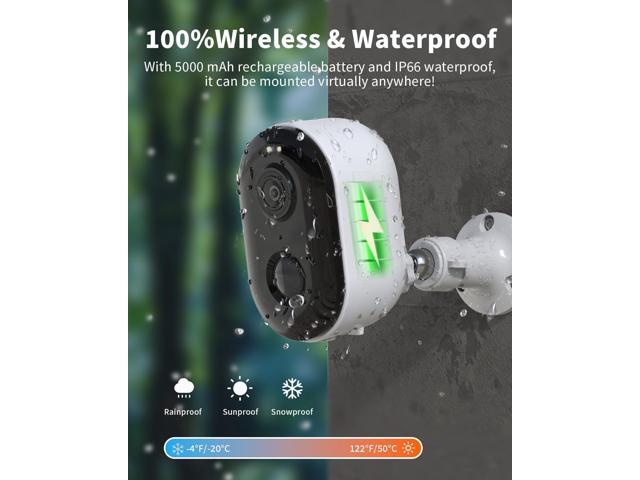 Security Cameras Wireless Outdoor, Battery Powered 2k Color Night Vision, AI Motion Detection, IP66 Weatherproof, 2-Way Talk, SD/Cloud Storage,...
