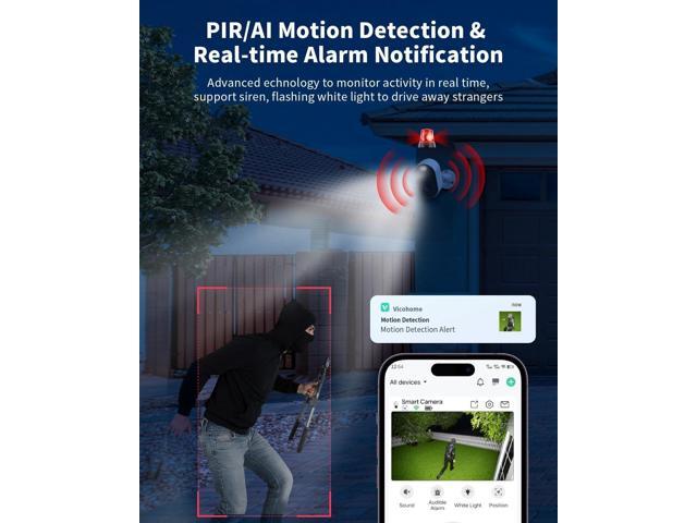 Security Cameras Wireless Outdoor, Battery Powered 2k Color Night Vision, AI Motion Detection, IP66 Weatherproof, 2-Way Talk, SD/Cloud Storage,...