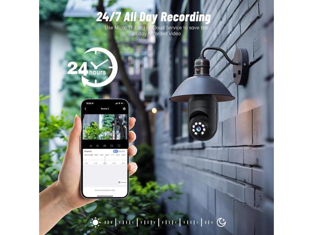 Light Bulb Security Camera 5G WiFi 2K Light Socket Security Cameras Wireless Outdoor EseeCloud, 360 Screw in Sight Bulb Motion Detection Siren...
