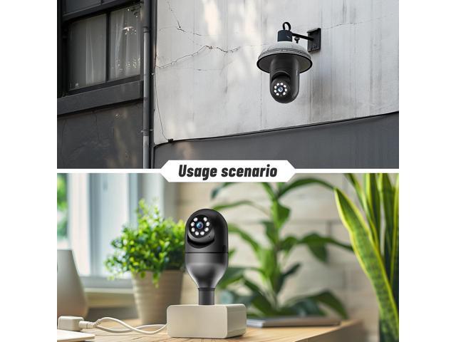 Light Bulb Security Camera 5G WiFi 2K Light Socket Security Cameras Wireless Outdoor EseeCloud, 360 Screw in Sight Bulb Motion Detection Siren...