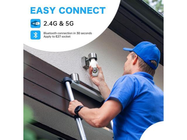 2K Light Bulb Security Camera 5G & 2.4G WiFi Security Cameras Wireless Outdoor Indoor,360°Bulb Cameras for Home Security Outside Indoor,Motion...