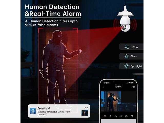 2K Light Bulb Security Camera 5G & 2.4G WiFi Security Cameras Wireless Outdoor Indoor,360° Bulb Cameras for Home Security Outside Indoor,Motion...
