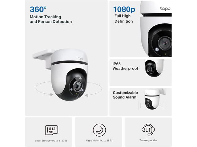 Tapo 1080P Outdoor Wired Pan/Tilt Security Wi-Fi Camera, 360° View, Motion Tracking, Works with Alexa & Google Home, Night Vision, Free AI...