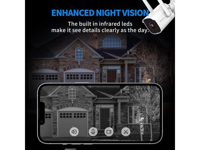 Septekon 2K Home Security Cameras, 4 Pack Wired WiFi Outdoor Security Cameras with Night Vision, Two-Way Audio, 2.4G WiFi, IP66, Motion Detection...