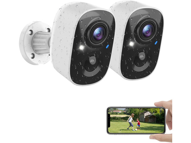 Security Cameras Wireless Outdoor, 2K Battery Powered WiFi Wireless Security Camera Outdoor, AI Motion Detection, Color Night Vision IP66...