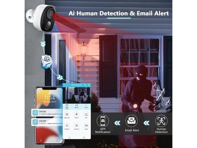 EVERSECU 2K 3MP Outdoor Wireless Security Camera Support Pairing Via Bluetooth, Rechargeable Battery-Powered WiFi Home CCTV Bullet Camera,...
