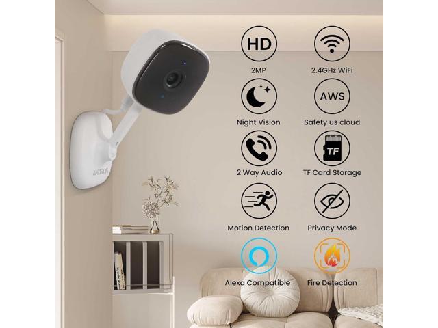 3 Pack Indoor Security Camera 2.4GHz WiFi, 24/7 Recording, 2-Way Audio, Night Vision, AI Motion Detection, Cloud/SD Storage, Compatible with Alexa...