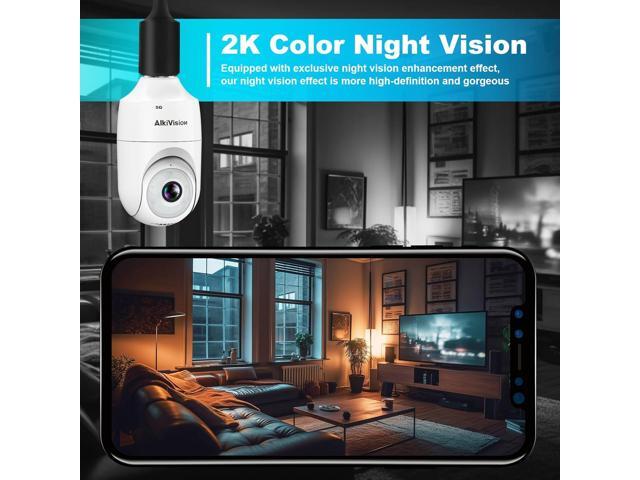 2K Light Bulb Security Camera - 5G & 2.4GHz Dual Bands 360° Motion Detection Cameras for Home Security, Full-Color Night Vision, Auto Tracking, Siren...