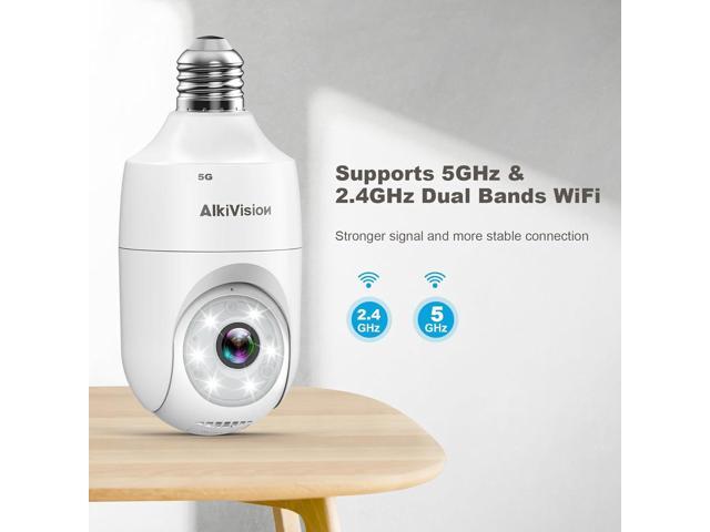 2K Light Bulb Security Camera - 5G & 2.4GHz Dual Bands 360° Motion Detection Cameras for Home Security, Full-Color Night Vision, Auto Tracking, Siren...