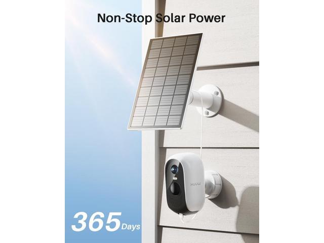WUUK 2K Solar Security Cameras Wireless Outdoor, 2 Cam-Kit Home Security System, Color Night Vision, Forever Power, No Subscription, 32G Local...